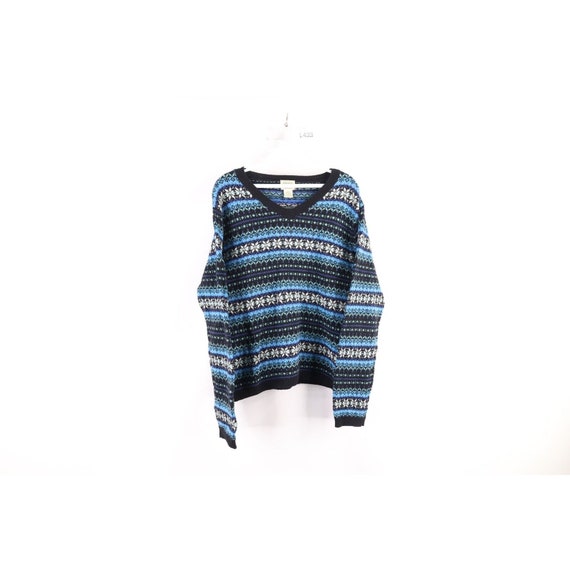 90s Streetwear Womens Large Fair Isle Nordic Lamb… - image 1