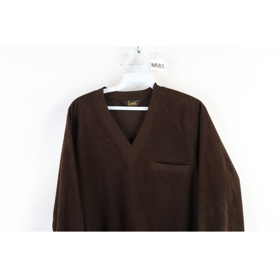 70s Streetwear Mens Size Medium Blank Velour V-Ne… - image 2