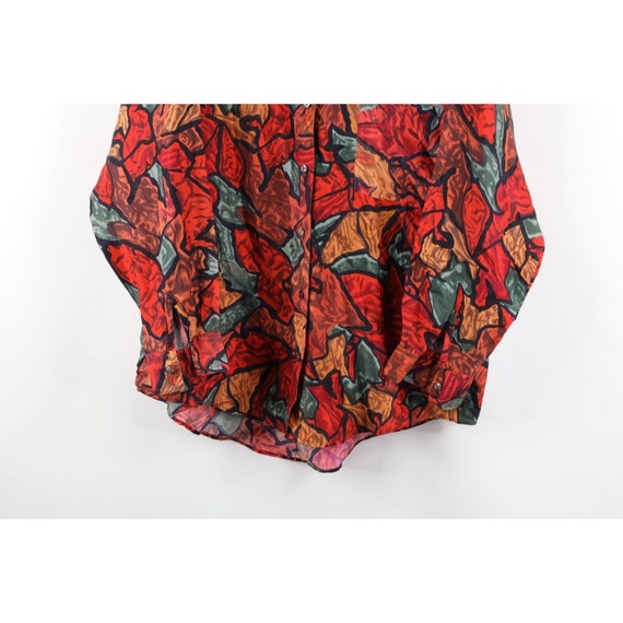 90s Streetwear Womens Medium Silk Abstract Flower… - image 3