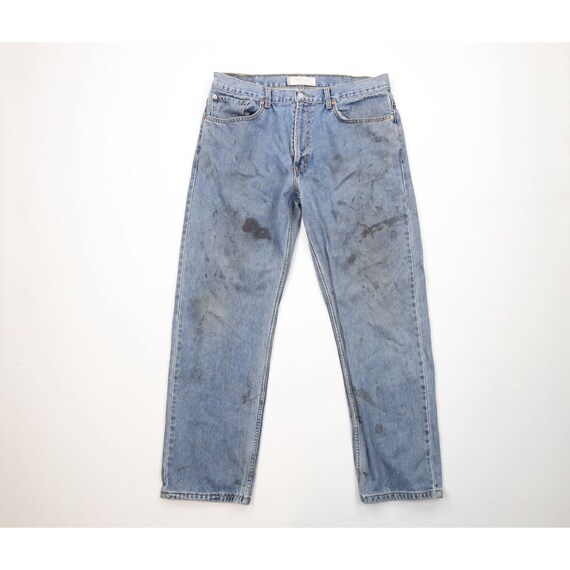 Vintage Y2K 2003 Levis 505 Uomo 38x32 Thrashed Regular Fit Denim