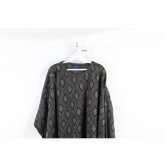 90s Streetwear Mens Size XL Baggy Diamond Knit Cr… - image 2