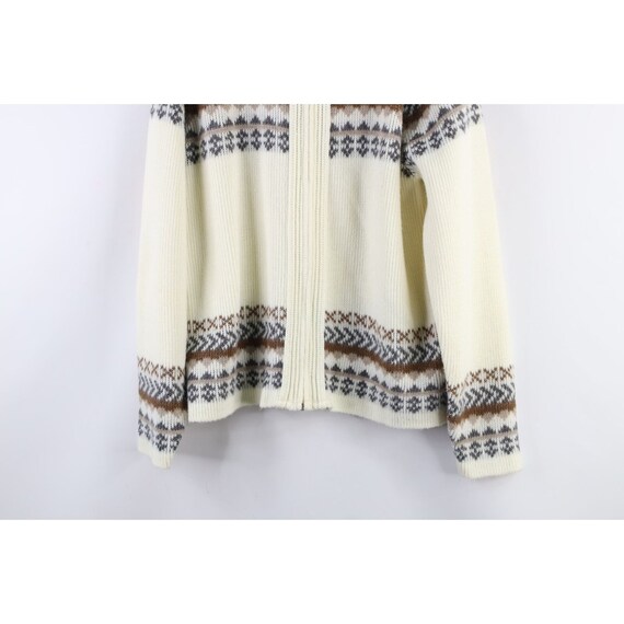70s Streetwear Mens L Fair Isle Nordic Knit Full … - image 3