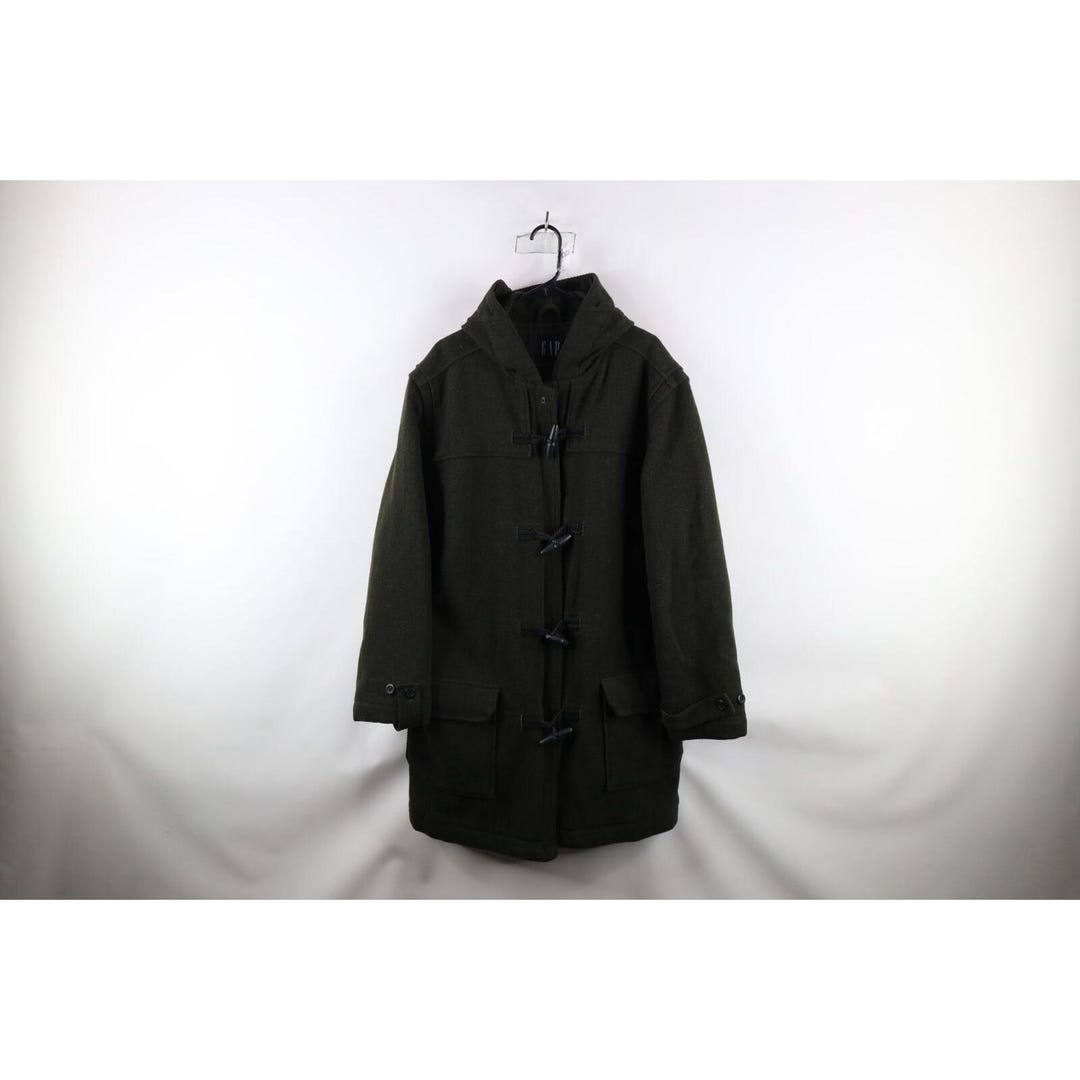 90s Gap Mens Large Heavyweight Wool Hooded Toggle Button 90s Gap Mens Large Heavyweight Wool Hooded Toggle Button