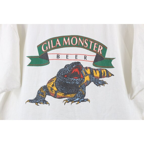 90s Mens XL Spell Out Gila Monster Beer Short Sle… - image 4
