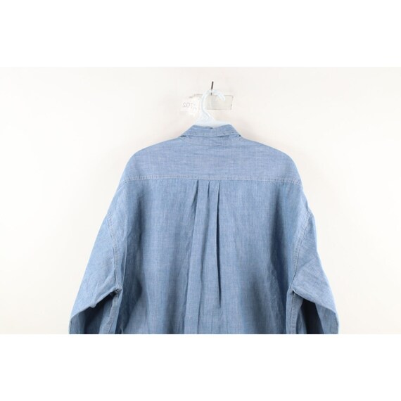 90s Streetwear Mens XL Relaxed Fit Chambray Colla… - image 8