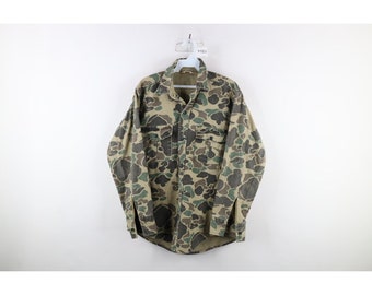 Chemise boutonnée en peau de chamois Cabelas des années 90 pour homme moyennement délavée camouflage moleskine USA, chemise en peau de chamois Cabelas vintage des années 90, chemise camouflage des années 90