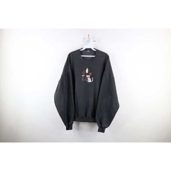 90s Streetwear Womens 2XL Faded Patchwork Cat Kitt