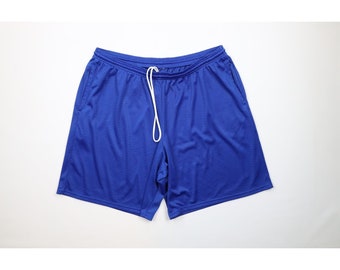 90er Streetwear Herren 2XL Blank Mesh Basketball Shorts Blau, Vintage Blank Mesh Shorts, Basketball Gym Shorts, Sommer Shorts