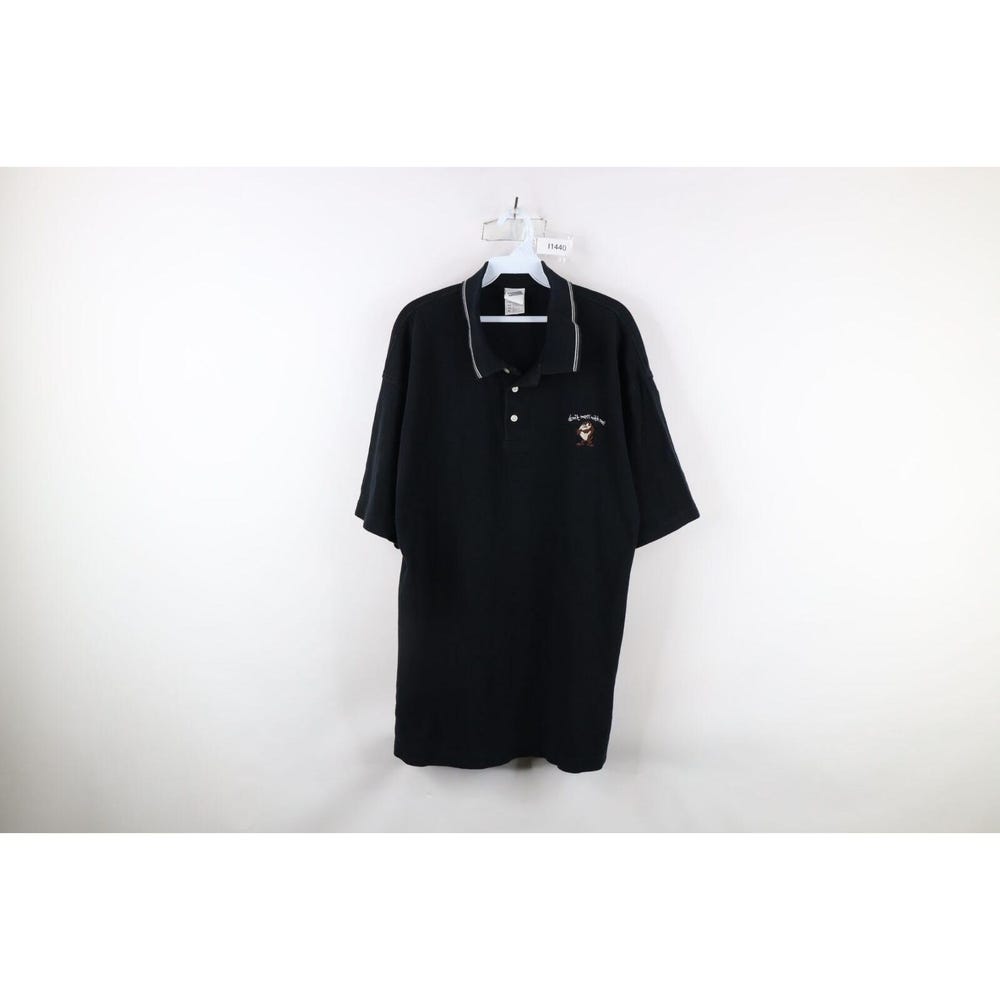 90S Looney Tunes Mens Xl Faded Don'T Mess With Me Tazmanian Devil Polo, Vintage Looney Tunes Golf Polo, 1990S Taz Golfing Polo, 1990S Polo Unique Fashion