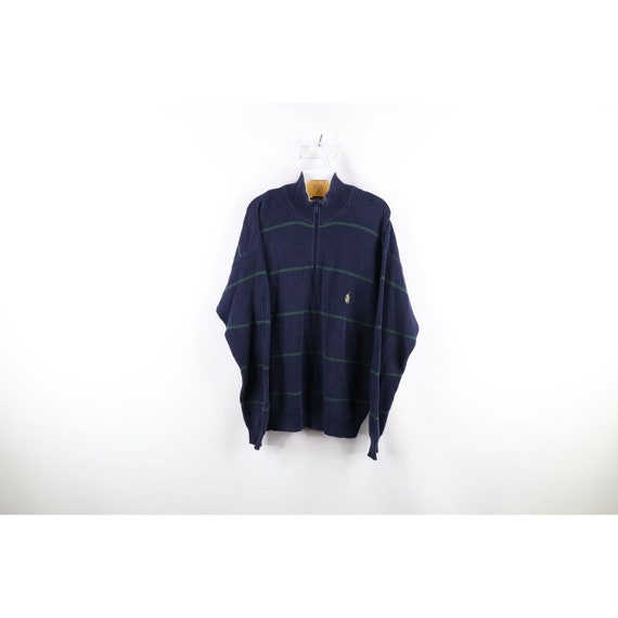 90s Nautica Mens Medium Faded Striped Ribbed Knit… - image 1