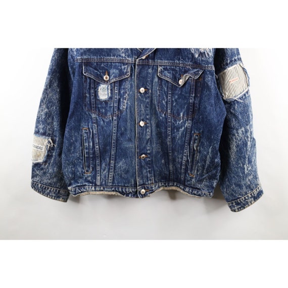 90s Streetwear Mens Medium Distressed Acid Wash D… - image 3