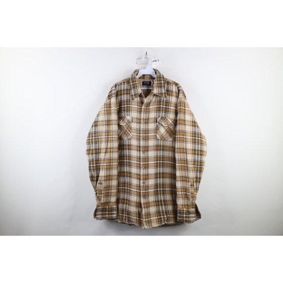 70s Streetwear Mens XLT Faded Quilted Flannel Butt