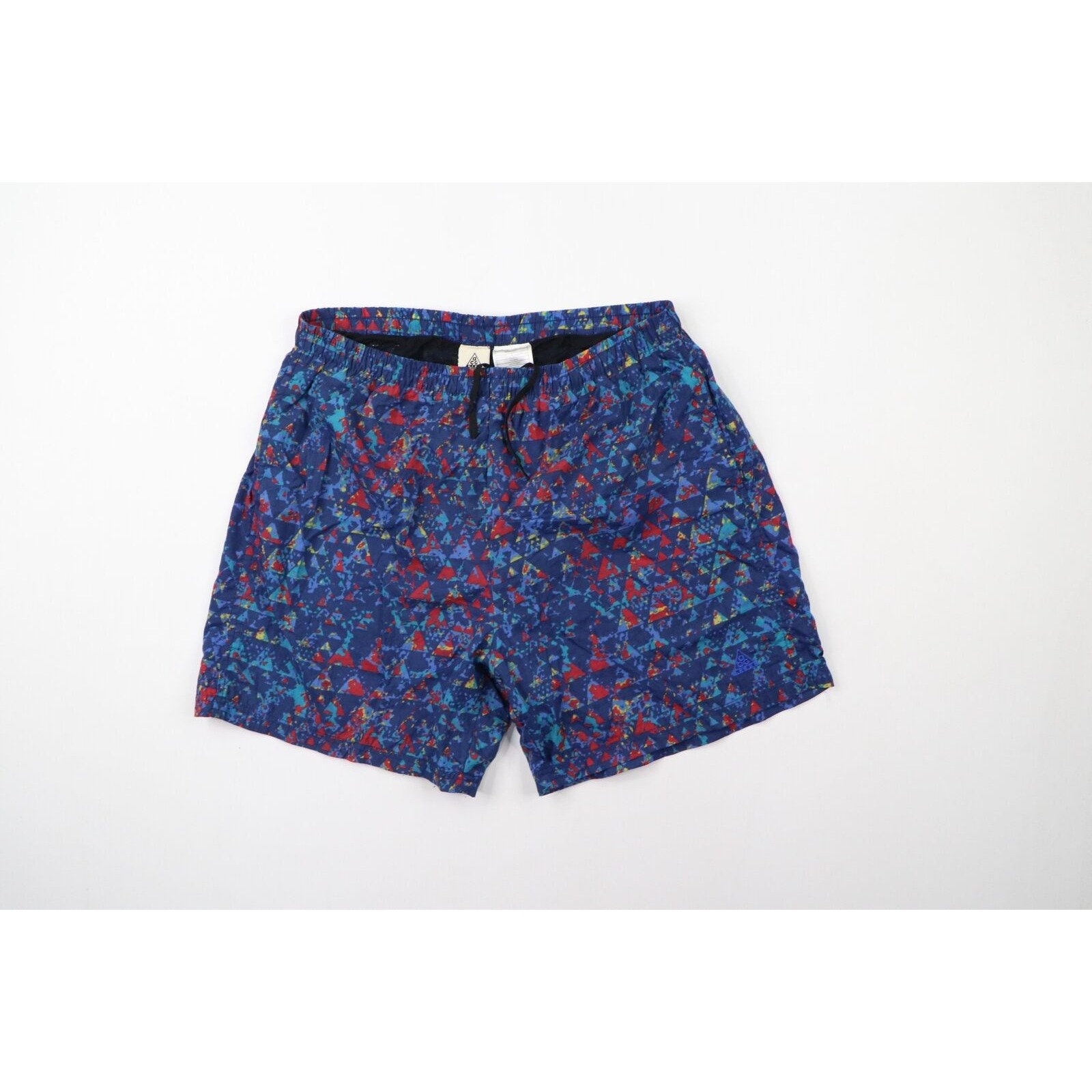 90s Nike ACG Mens Large Spell Out Rainbow Lined Nylon Shorts