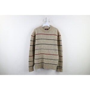 70s Streetwear Mens Medium Rainbow Striped Wool Blend Knit Sweater USA, Vintage Wool Knit Sweater, 1970s Rainbow Striped Sweater, Vintage