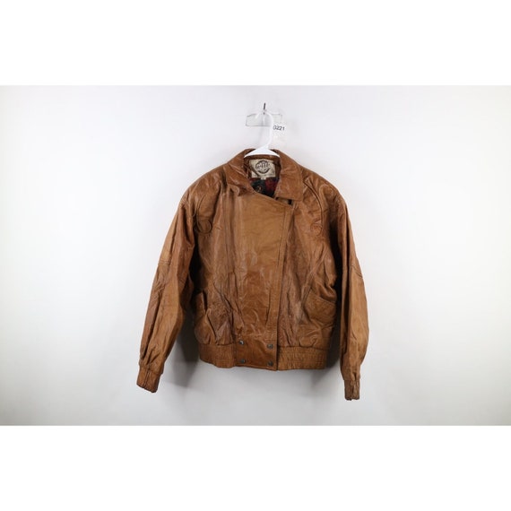 90s Streetwear Womens Medium Distressed Leather F… - image 1