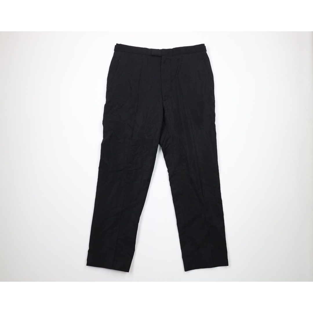 30s 40s Mens Size 32x28 Distressed Wool Blend Pants Trousers Black USA