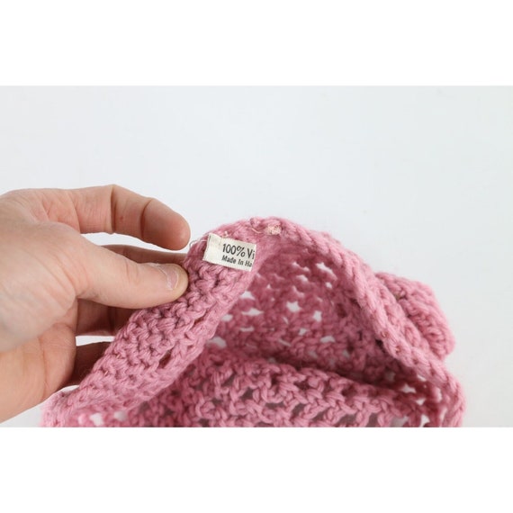 NOS Vintage 70s Streetwear Crochet Wool Knit Flow… - image 7