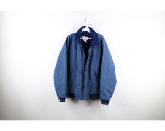 Vintage L L Bean Jacket Women XL Blue Boxy Fit Crazy Fleece Made 