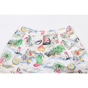90s Streetwear Womens 14 Pleated Beach Summer Bermuda Shorts Cotton USA, Vintage Beach Summer Shorts, 1990s Bermuda Shorts, 90s Beach Shorts image 2