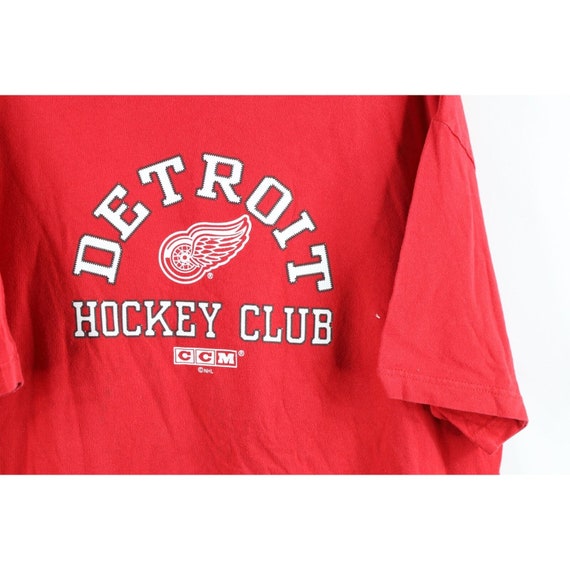 90s CCM Mens XL Faded Spell Out Detroit Red Wings… - image 4