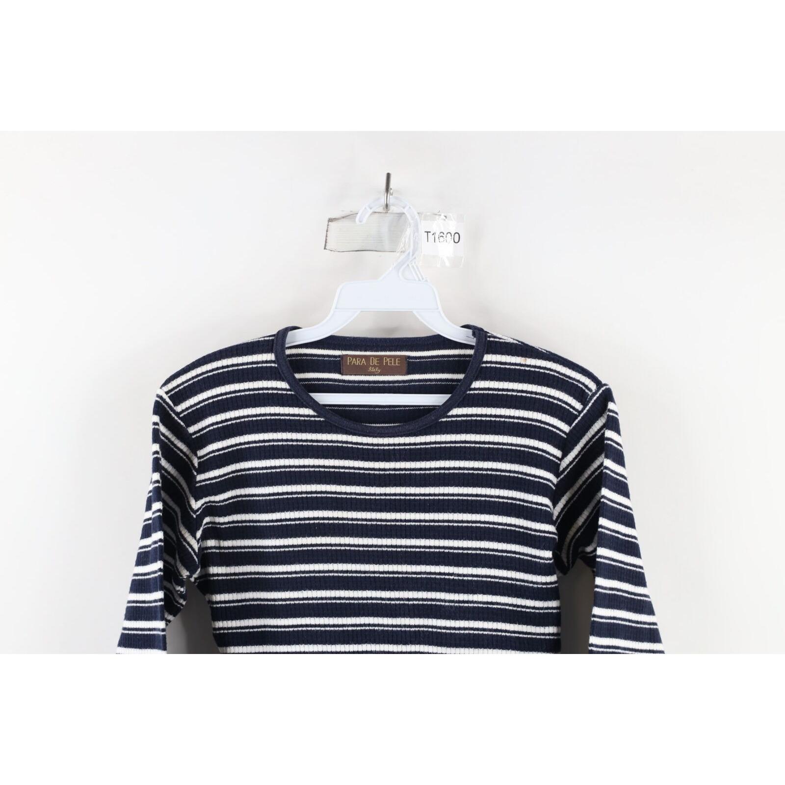 90s Streetwear Womens L Faded Stretch Cropped Thermal Long