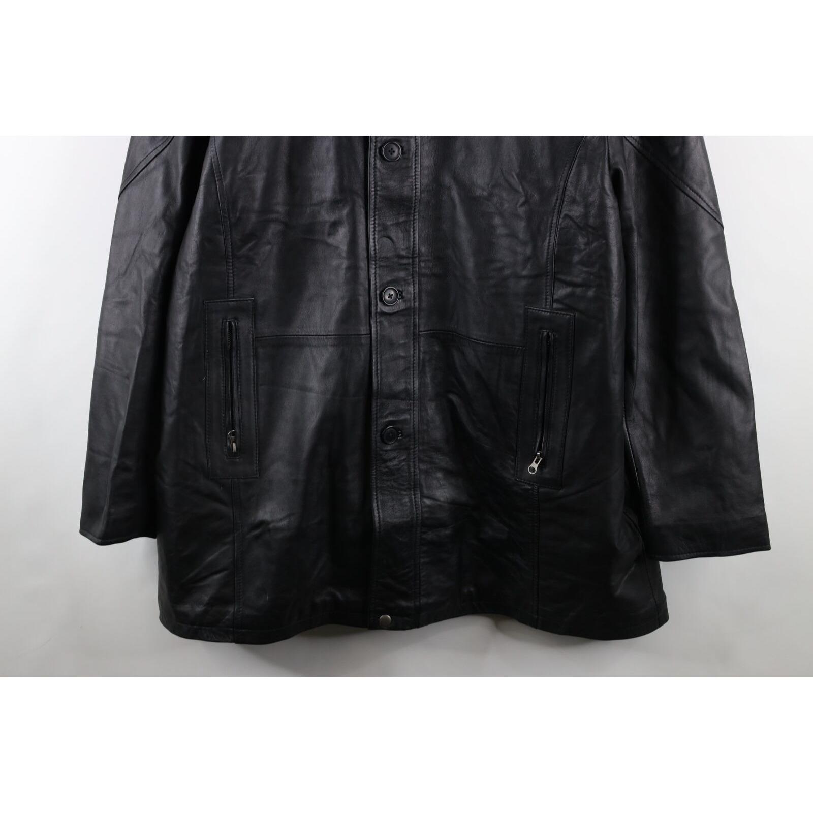 90s Streetwear Mens 3XL Quilted Elbow Patch Leather Jacket