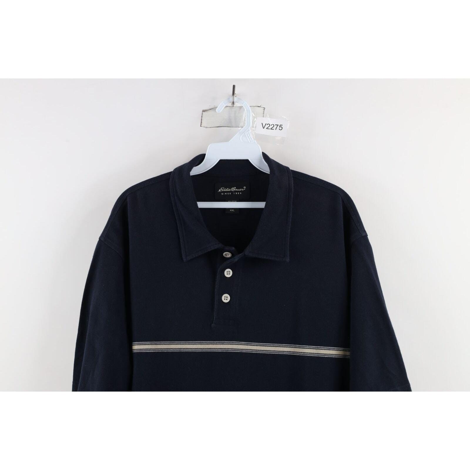 トップス Eddie Bauer 90s Sweat Polo Shirt Navy L Eddie Bauer 90s Sweat Polo Shirt Navy L Pre Loved - 90s