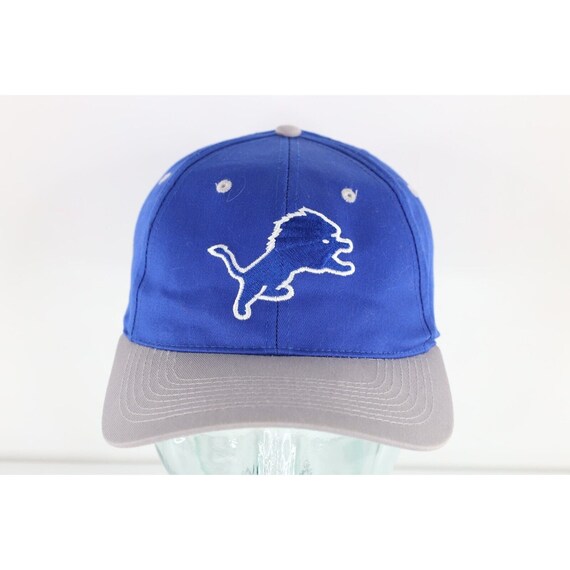 90s Detroit Lions Football Snapback Hat Cap Blue C