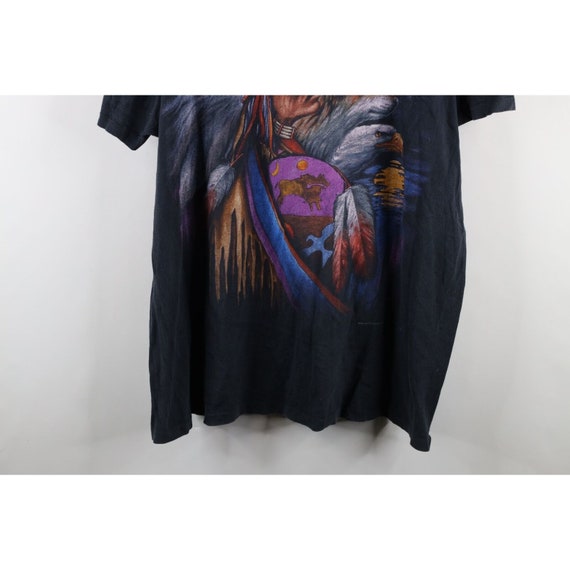 90s Streetwear Mens 2XL Faded Indian Wolf Nature … - image 3