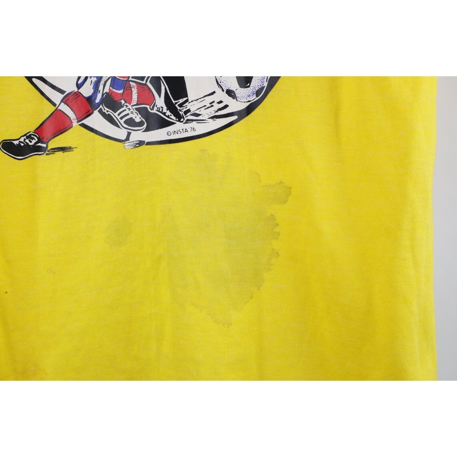 70s vintage yellow × blue football tee Adidas Vintage Soccer Jersey 1970s | Yellow and Blue