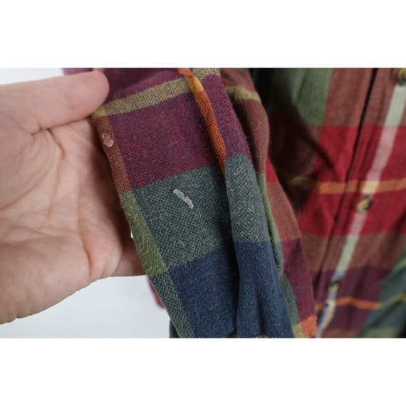 90s Streetwear Mens Medium Faded Rainbow Plaid Fl… - image 4