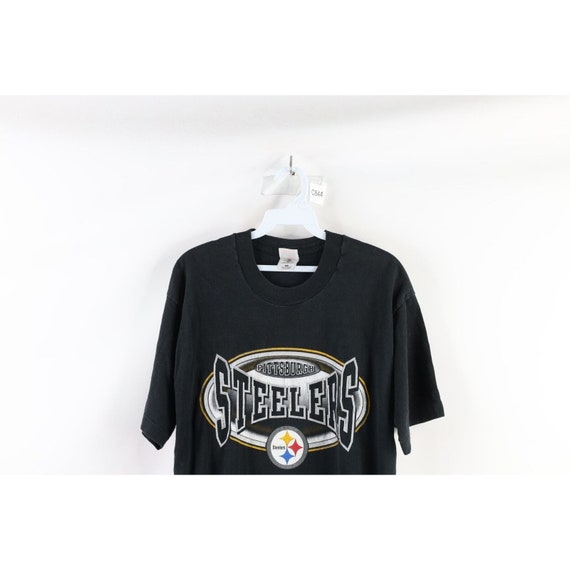 90s Mens Large Faded Spell Out Pittsburgh Steeler… - image 2