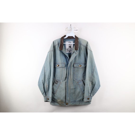 80s Dockers X Levis Mens Medium Distressed Leather Collar Denim Jacket Vintae Levis Denim Jacket 1980s Levis Dockers Jacket Jean Jacket Etsy UK