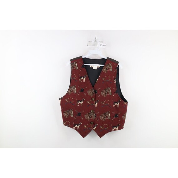 90s Orvis Womens Medium Horse Equestrian Dog Tapestry Button Vest Jacket USA Vintage Orvis Tapestry Vest 90s Horse Equestrian Button Vest Etsy