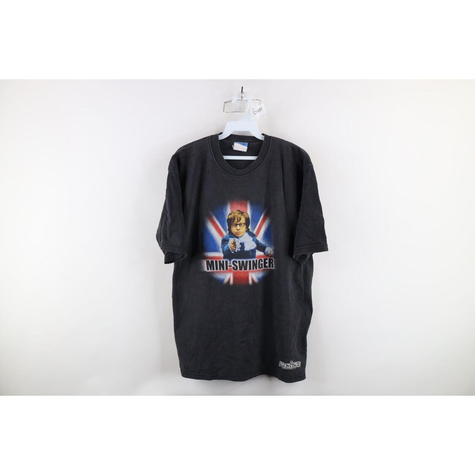 Vintage Y2K 2002 Austin Powers Mens L Faded Mini Swinger Mini Me T 