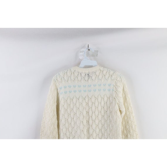 70s Streetwear Womens Small Flower Knit Button Ca… - image 7