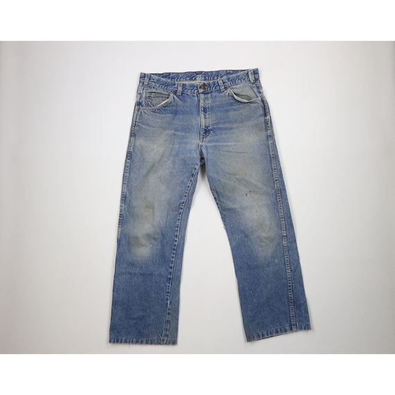 90s Streetwear Mens 34x29 Thrashed Bootcut Denim … - image 1