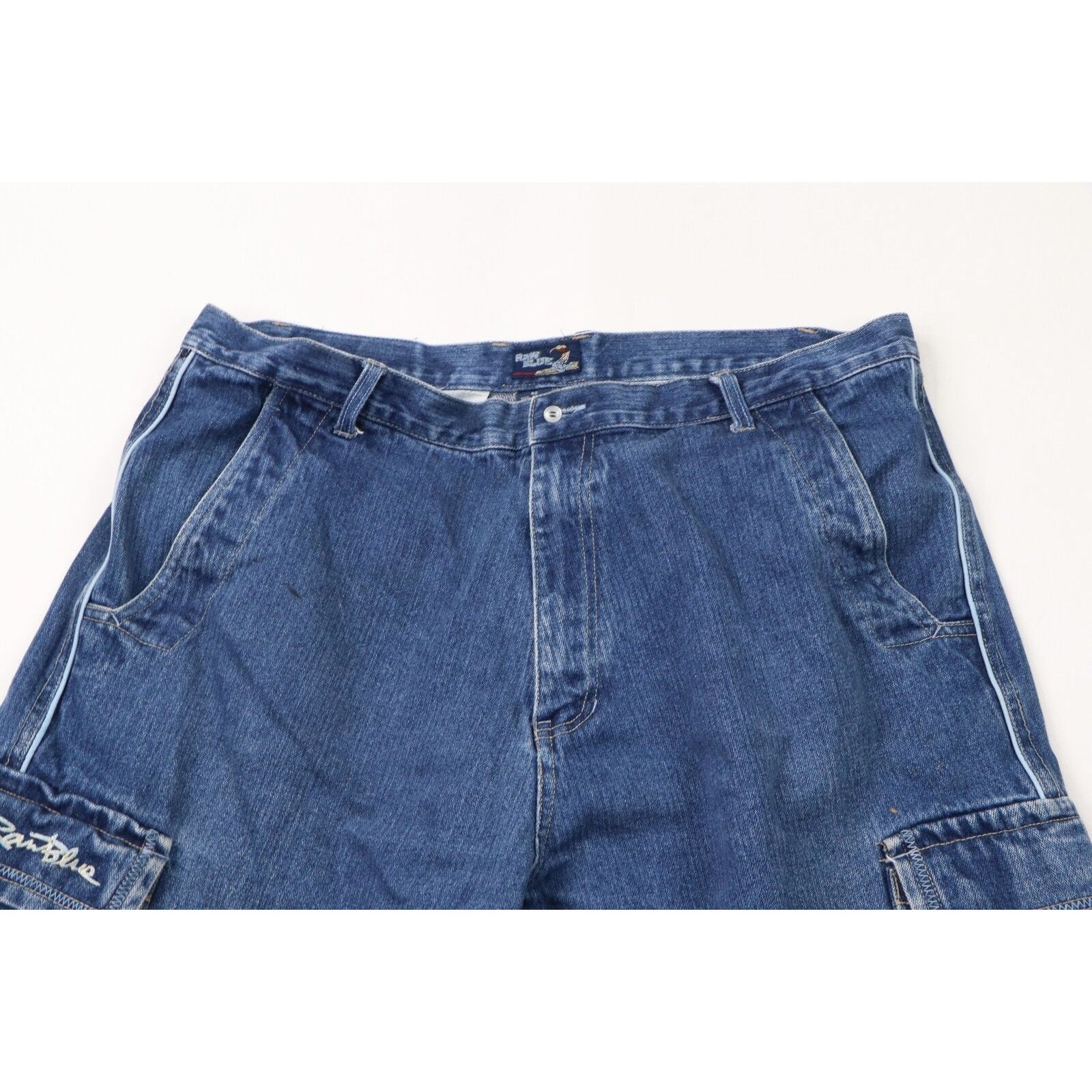 90s Streetwear Mens 40 Distressed Baggy Hip Hop Denim Cargo