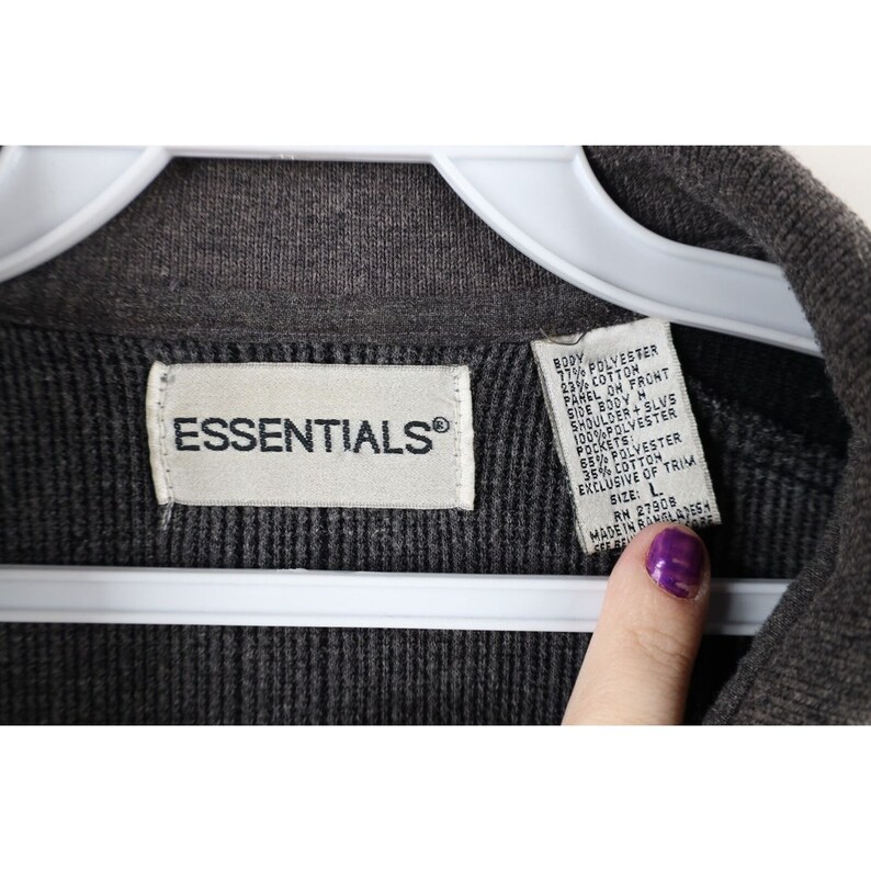 90s Streetwear Mens Large Faded Thermal Waffle Knit Pullover Polo Shirt