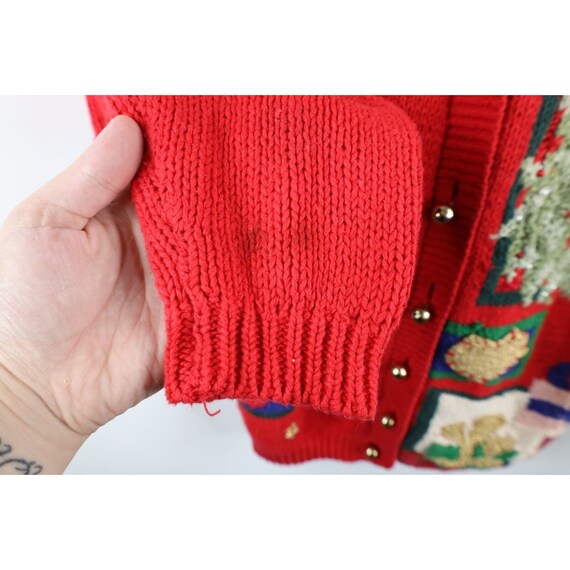 90s Streetwear Womens Large Hand Knit Christmas B… - image 10