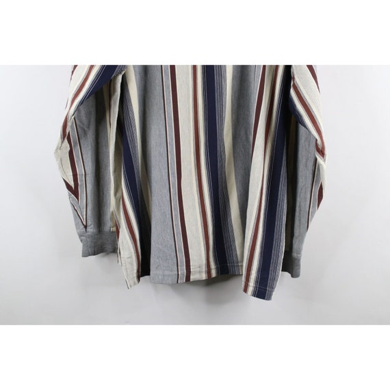 90s Streetwear Mens XL Distressed Striped Collare… - image 10