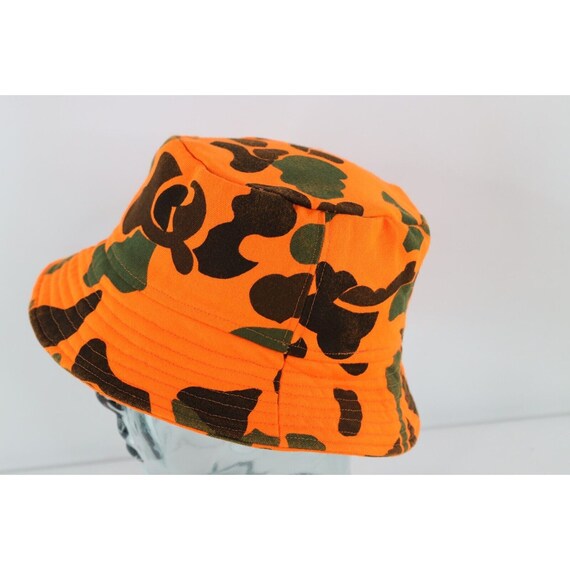 90s Streetwear Blaze Orange Camouflage Boonie Buc… - image 2