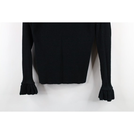 70s Streetwear Womens Large Ruffled Ribbed Knit L… - image 3