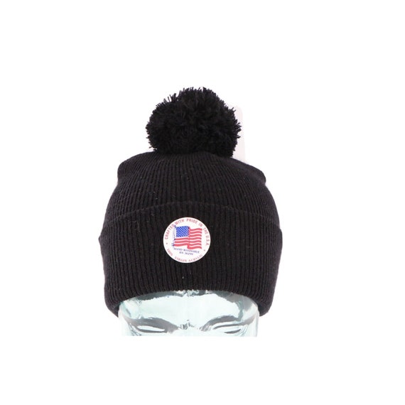 Buy NOS Vintage 90s Streetwear Blank Ribbed Knit Pom Beanie Hat Cap Black  USA Womens, Vintage Winter Beanie Hat, 1990s Winter Hat, Vintage Hat Online  in India 