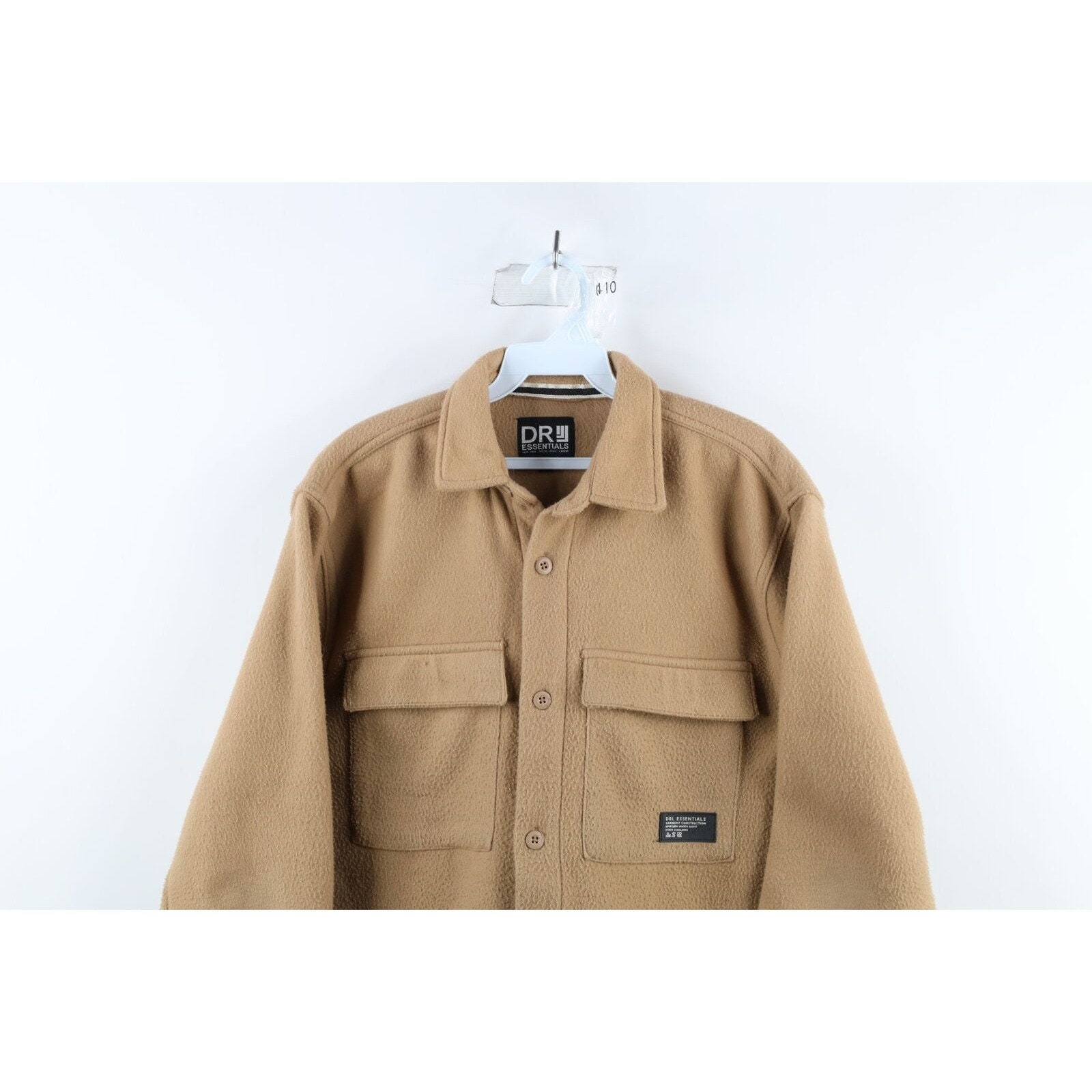 90s Streetwear Mens Large Distressed Fleece Button Shirt Jacket