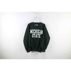 90s Mens Medium Faded Spell Out Michigan State University Sweatshirt, Vintage Michigan State Spartans Sweatshirt, MSU Crewneck Sweatshirt