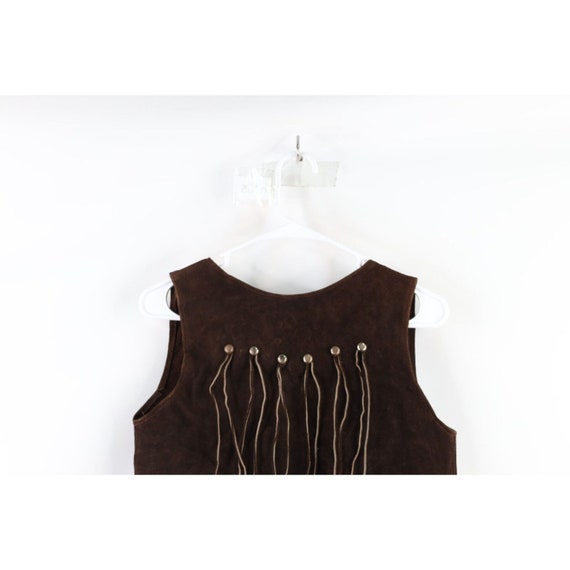 60s Boho Chic Womens M Distressed Studded Fringed… - image 8