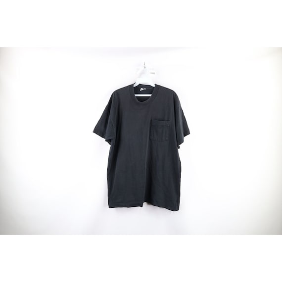 90s Streetwear Mens XL Distressed Blank Pocket T-… - image 1