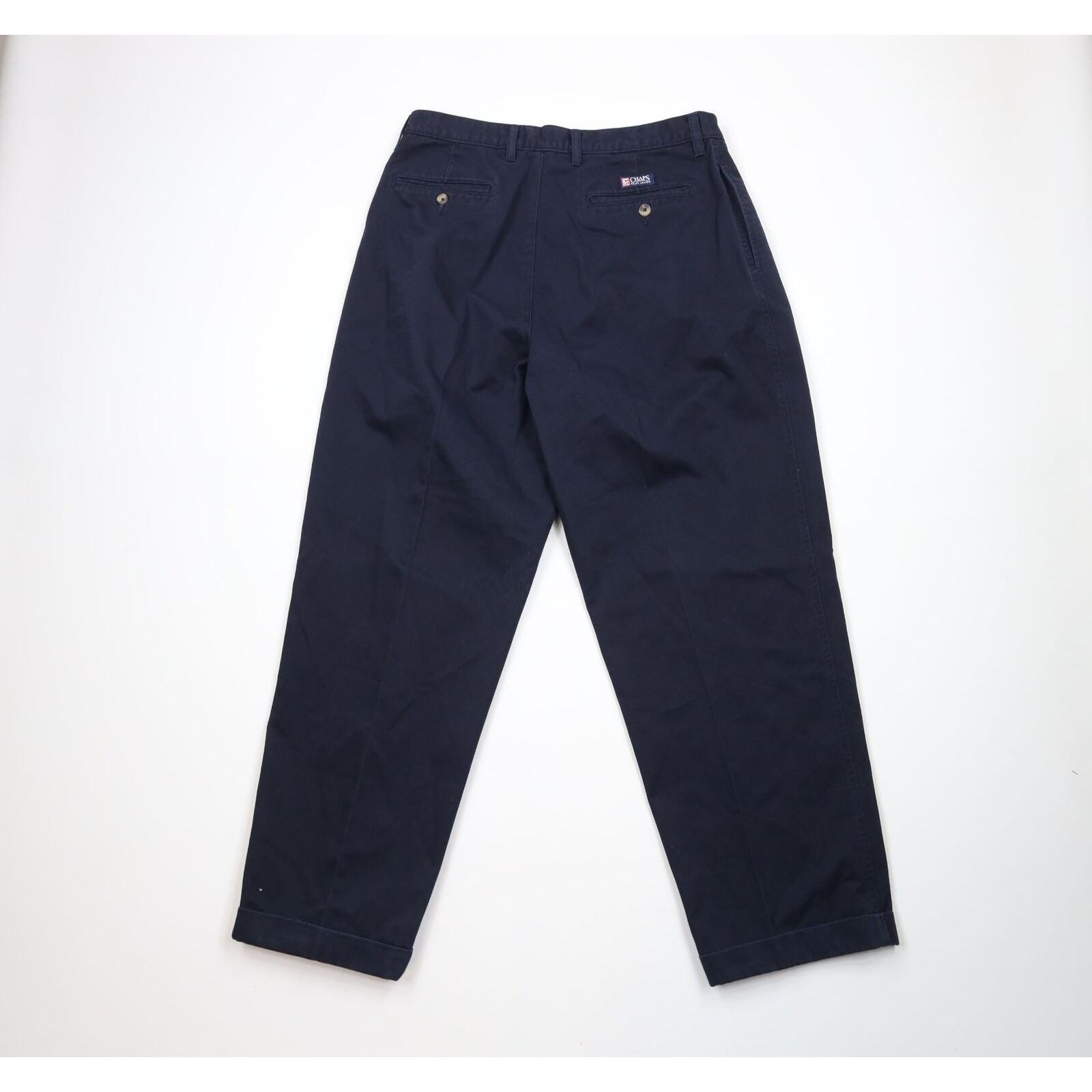 90s Chaps Ralph Lauren Mens 34x30 Faded Pleated Cuffed Wide