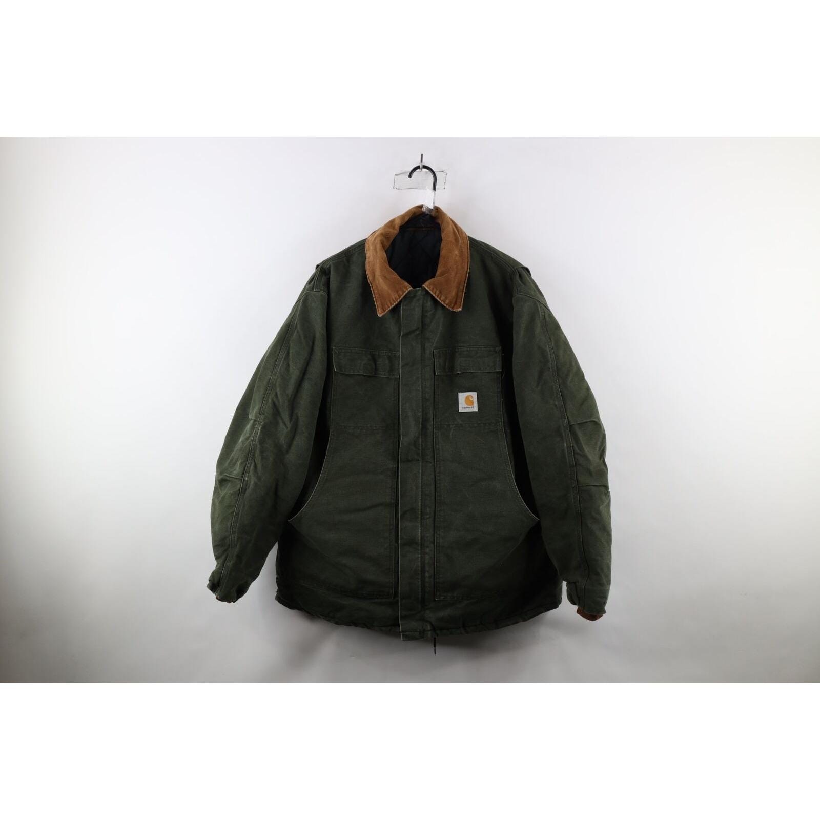 90s Carhartt Mens 2XL Distressed Quilted Canvas Chore Barn 90s Carhartt Mens 2XL Distressed Quilted Canvas Chore Barn